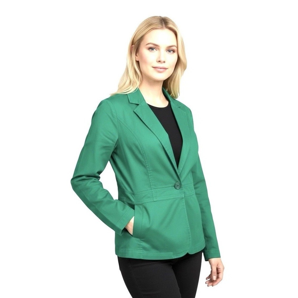 Cabi 5097 Verde Blazer Size XL Stretch Cotton Kelly Green Classic Career Casual